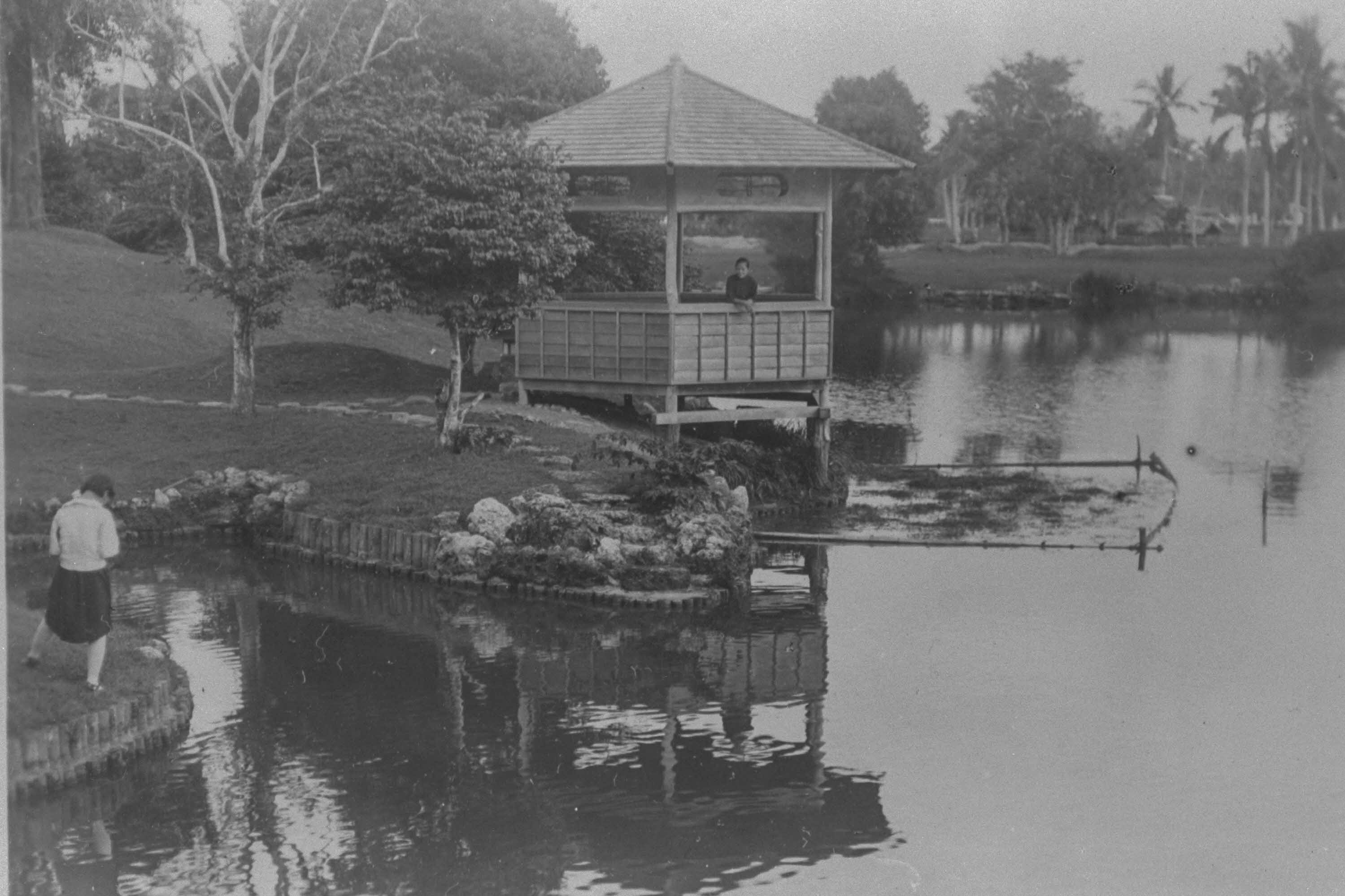 Tea house at Alkaff Lake Garden, 1930s.